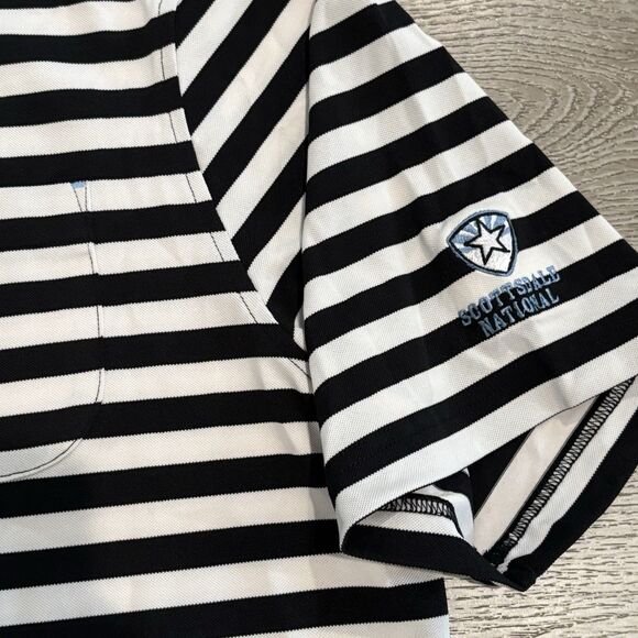 Stitch Polo Golf Polo Mens Large Performance Scottsdale National Stripped Preppy - Picture 1 of 9